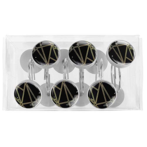 Josid - Juego de 12 ganchos para cortina de ducha, diseño geométrico, de paladio, acero inoxidable, resistente al óxido, para baño, habitación de niños, sala de estar, dormitorio, decoración del hogar