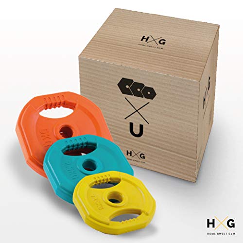JOWY Set Body Pump, Juego de Discos y Barra combinables hasta 17,5 kg, Ideal para la práctica de Ejercicios de Crossfit o musculación y finess. Tu casa es tu Gimnasio.