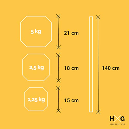 JOWY Set Body Pump, Juego de Discos y Barra combinables hasta 17,5 kg, Ideal para la práctica de Ejercicios de Crossfit o musculación y finess. Tu casa es tu Gimnasio.