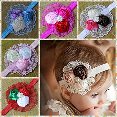 Joyas para niños europeas y americanas de encaje rosa banda para el cabello Navidad foto bebé foto bebé tocado harina de arroz blanco