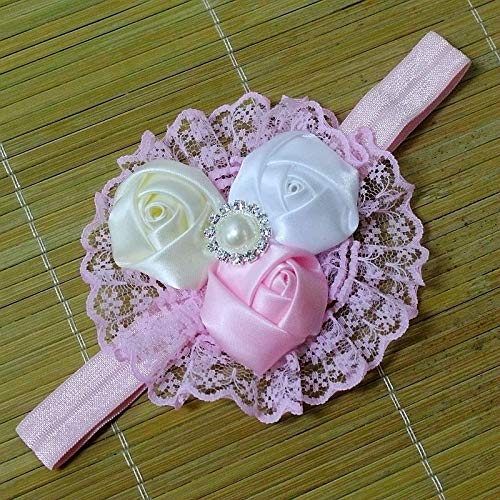 Joyas para niños europeas y americanas de encaje rosa banda para el cabello Navidad foto bebé foto bebé tocado harina de arroz blanco