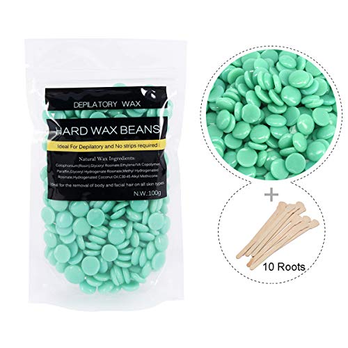 Joyeee Perlas de cera Depilatoria | Cera Depilatoria | Cera Depilatoria para - Apliqúese al retiro fino del pelo del cuerpo entero de hombres y de mujeres, de cara y de axila - Árbol del té, 100g