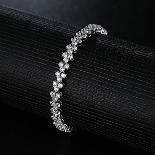 joyliveCY Pulseras de Diamantes de Cristal, Valentines Pulsera de Cadena de Regalos de los Amantes de Plata