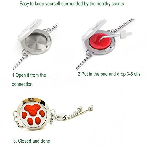 joymiao - Pulsera con difusor de Aceite Esencial, aromaterapia, tamaño Ajustable, Fragancia, Acero Inoxidable
