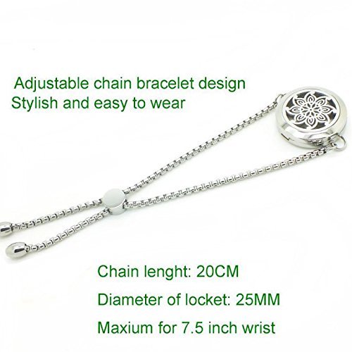 joymiao - Pulsera con difusor de Aceite Esencial, aromaterapia, tamaño Ajustable, Fragancia, Acero Inoxidable
