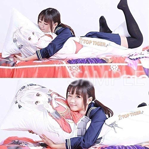 Jqchw Azul Carril de Doble Cara Abrazos Funda de Almohada de Cuerpo Cojín Piel de melocotón / 2WT versión Mejorada de Banda Fundas de Almohada impresión 3D Animado Pretty Girl patrón de Atago Encanto