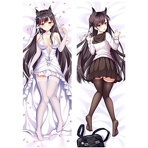 Jqchw Azul Carril de Doble Cara Abrazos Funda de Almohada de Cuerpo Cojín Piel de melocotón / 2WT versión Mejorada de Banda Fundas de Almohada impresión 3D Animado Pretty Girl patrón de Atago Encanto