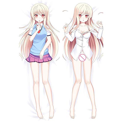 Jqchw Pet Girl In Sakura Village Tire la Funda de Almohada Animado Pretty Girl Shiina Mashiro Estudiante Traje de Vestir de Doble Cara patrón de la Almohadilla del Cuerpo Cubiertas