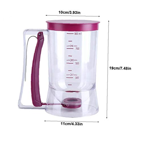 JRXyDfxn Herramienta Dispensador Magdalena Talud con La Etiqueta De Medición Fácil Limpieza: Sin Goteo del Dispensador 900 Ml Masa Capacidad Conveniente para Hacer Pasteles Panqueques Molletes
