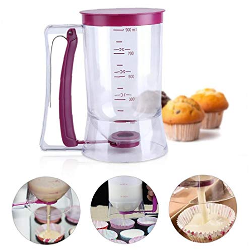 JRXyDfxn Herramienta Dispensador Magdalena Talud con La Etiqueta De Medición Fácil Limpieza: Sin Goteo del Dispensador 900 Ml Masa Capacidad Conveniente para Hacer Pasteles Panqueques Molletes
