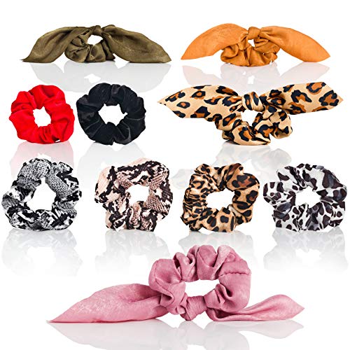 JTB - 10 gomas elásticas para el pelo, de terciopelo y gasa, 3 formas diferentes, con alta elasticidad, para mujer y niña, adecuadas para el uso prolongado diario con diferentes atuendos