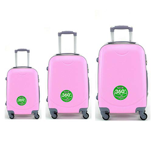 Juego de 3 Maletas de 4 Ruedas giratoria 360º Maleta rígida Equipaje Viaje Cabina (Rosa)