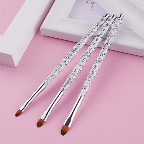 Juego de 3 pinceles para uñas, punta de forma redonda, herramienta de manicura, para arte de uñas, manicura francesa, acrílico, gel UV, para mujer