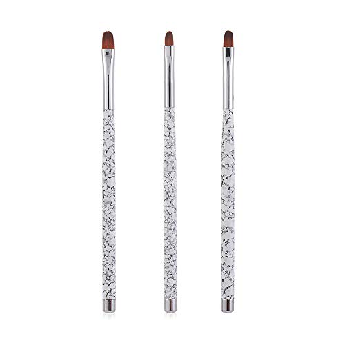 Juego de 3 pinceles para uñas, punta de forma redonda, herramienta de manicura, para arte de uñas, manicura francesa, acrílico, gel UV, para mujer