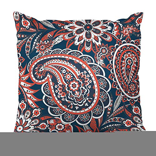 Juego de 4 fundas de almohada cuadradas de 18x18 pulgadas Paisley Batik Patrón floral Indio Vintage Planta Flor de pepino Hoja gráfica Funda de cojín moderna Decoración para el hogar Funda de almohada