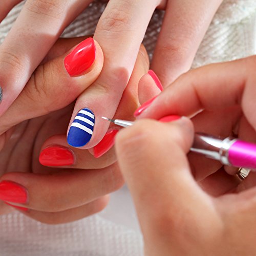 Juego de 4 Piezas de Pincel de Uña, 3 Cepillos de Línea Bolígrafo de Pintura de Gel UV y 1 Cepillo de Esponja de Ombre de Doble Punta Bolígrafo Cepillo de Puntas con 4 Cabezales de Reemplazo