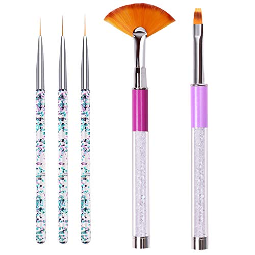 Juego de 5 pinceles para arte de uñas, pinceles Ombre para uñas, pincel para decoración de uñas