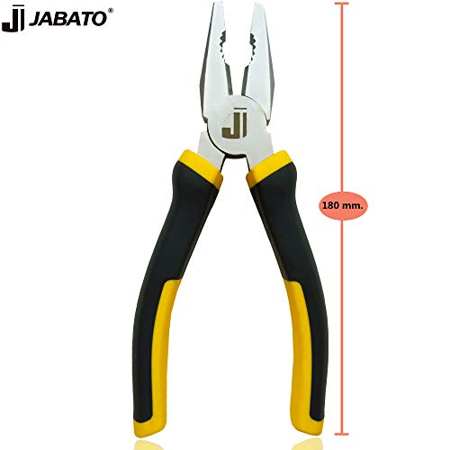 Juego de alicates, set de 4 alicates con funda de lona enrollable + linterna de trabajo LED-COB. Alicates de acero al carbono para trabajos de electricista, mecánica, bricolaje, DIY. Jabato.