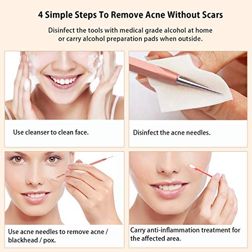 Juego de herramientas para eliminar puntos negros y espinillas, extractor de comedones, granos, acné, puntos blancos,eliminación de manchas, extracción de puntos negros, 6 unidades (oro rosa)