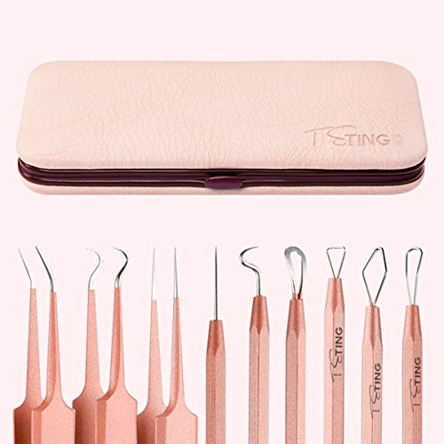 Juego de herramientas para eliminar puntos negros y espinillas, extractor de comedones, granos, acné, puntos blancos,eliminación de manchas, extracción de puntos negros, 6 unidades (oro rosa)