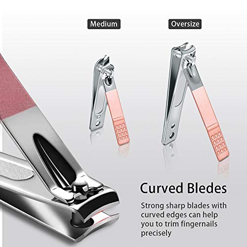 Juego de manicura, kit de pedicura para uñas con herramientas para quitar cutículas, juego de pedicura profesional, Kit de manicura tijeras de uñas para regalo de cuidado personal para amantes, rosa