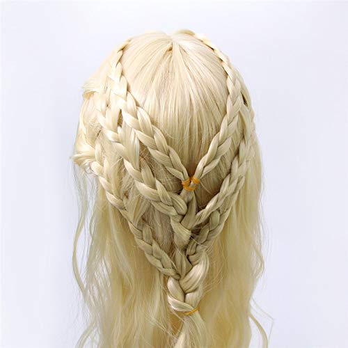 JUEGO DE TRONOS Cosplay Peluca Dragón Madre Daenerys Targaryen Oro Largo Ondulado Rubio Peluca Fiesta de Halloween Disfraz Pelucas