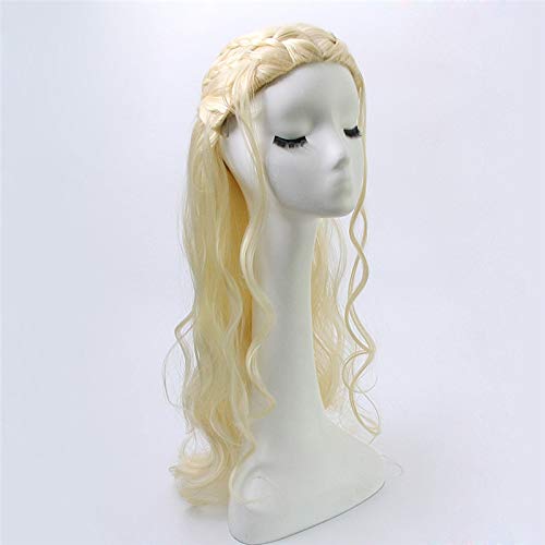 JUEGO DE TRONOS Cosplay Peluca Dragón Madre Daenerys Targaryen Oro Largo Ondulado Rubio Peluca Fiesta de Halloween Disfraz Pelucas