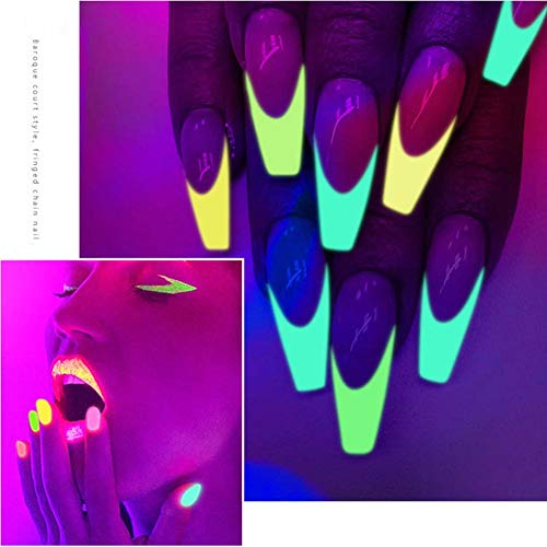 Juego De Uñas De Pigmento Fluorescente De 12 Colores, Polvo De Uñas Luminoso Fosforescente, Brillo De Neón Nocturno En La Oscuridad Para Pintar, Uñas,resina, Fiesta De Brillo, Decoración De Festivales