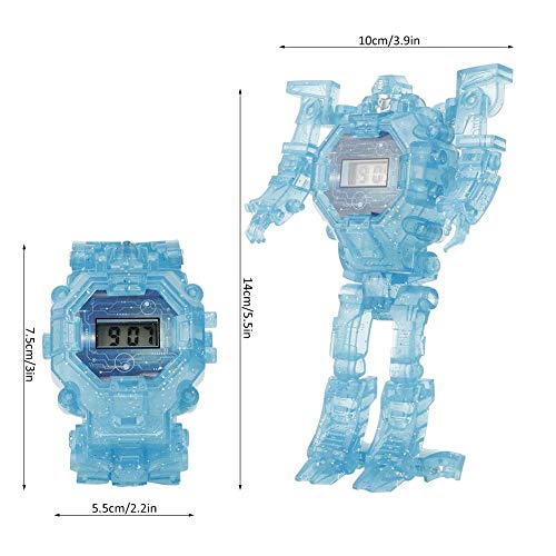 Juguete electrónico de la deformación del Reloj, Juguete del Robot del Reloj de la deformación de la luz 2-in-1 del Juguete de la transformación de la luz de los niños para los niños(Blue)