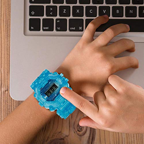 Juguete electrónico de la deformación del Reloj, Juguete del Robot del Reloj de la deformación de la luz 2-in-1 del Juguete de la transformación de la luz de los niños para los niños(Blue)
