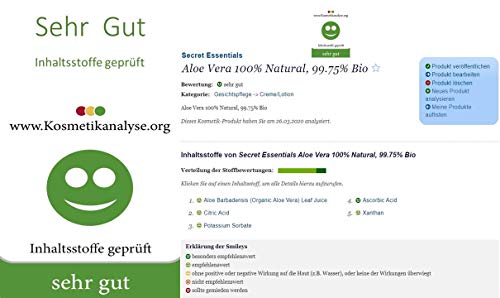 Juice Plus Aloe Vera Hydrator, el 99% Fresh Organic Aloe for Dry, sunburned, and irritated Skin and Hair – De Premium Quality – -by Secret Essentials