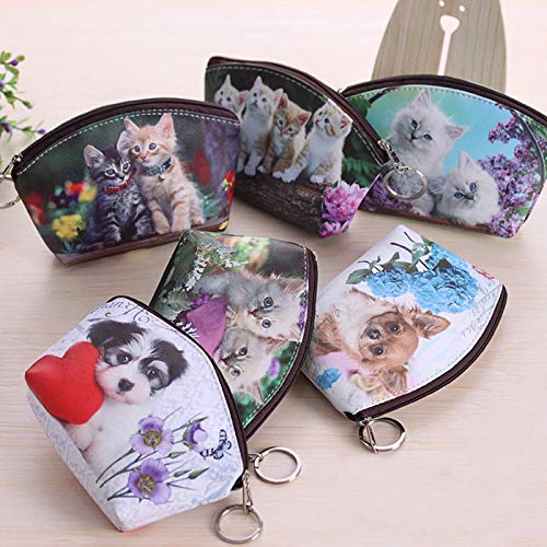 JUNGEN Monedero Creativo del Gato y Perro Llavero de Cartera Animal Billetero pequeño del Cremallera Bolsa de Almacenamiento de Regalo para Niña Mujer (Estilo 6)