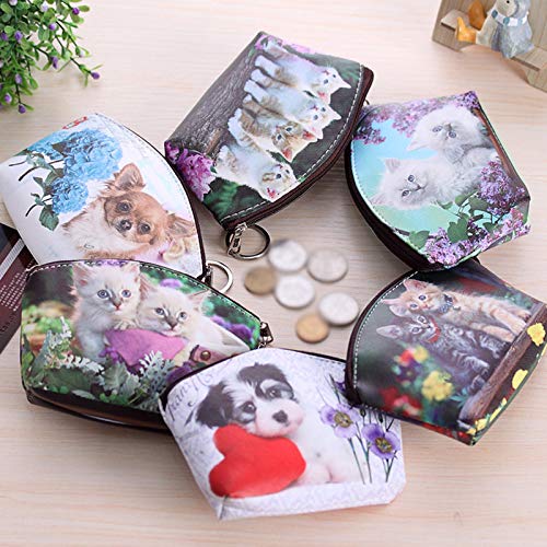 JUNGEN Monedero Creativo del Gato y Perro Llavero de Cartera Animal Billetero pequeño del Cremallera Bolsa de Almacenamiento de Regalo para Niña Mujer (Estilo 6)