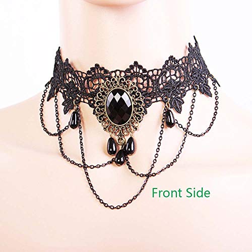 Jurxy Conjunto de Collar de Gargantilla de Encaje con Pulsera Punk Fiesta Gótico Hecho a Mano Vampiro Victoriano Esclavo Retro Lolita Colgante Collar Pulsera Pulsera para Mujeres Negras Estilo 4