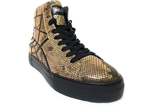 Just Cavalli - Zapatillas de Cuero para Hombre Dorado Dorado Dorado Size: 43 EU