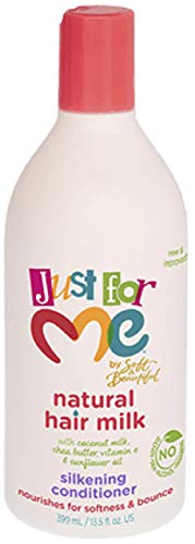 Just for Me Champú natural con leche para el cabello, acondicionador de seda y rizador más suave (juego de 3)