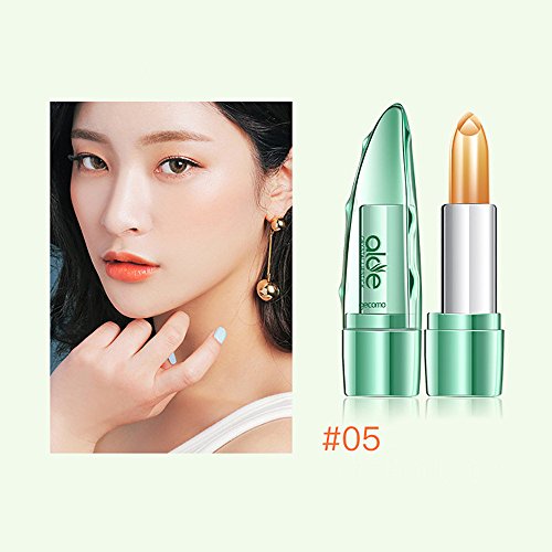 JUTOO Lápiz labial de aloe vera Brillo de labios Lápiz labial de gelatina de áloe orgánico Cambio de color Temperatura Labio humectante