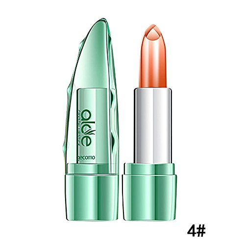 JUTOO Lápiz labial de aloe vera Brillo de labios Lápiz labial de gelatina de áloe orgánico Cambio de color Temperatura Labio humectante