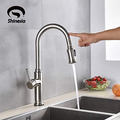 JYHW - Grifo de sensor de cocina de níquel cepillado, extractor, rociador, caño giratorio, mezclador, grifo, fregadero, grifo, 360 grifos, grifos de cocina, agua, España
