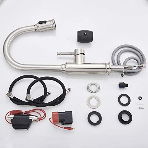 JYHW - Grifo de sensor de cocina de níquel cepillado, extractor, rociador, caño giratorio, mezclador, grifo, fregadero, grifo, 360 grifos, grifos de cocina, agua, España