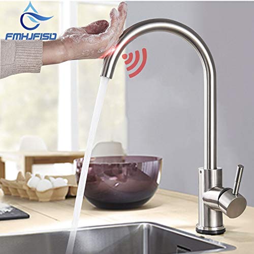 JYHW Sensor de grifo de cocina de níquel cepillado Mezclador de rotación de 360 ​​grados Montado en un solo nivel Mezclador de cocina frío-caliente España