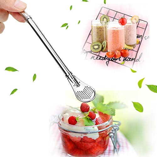 JYSLI Confort Aparearse Jugo Herramienta Reutilizable té de Paja de residuos Cuchara té del Acero Inoxidable Filtro Pajita Spoon Bar Accesorios Caracteristicas (Color : Ordinary Type)