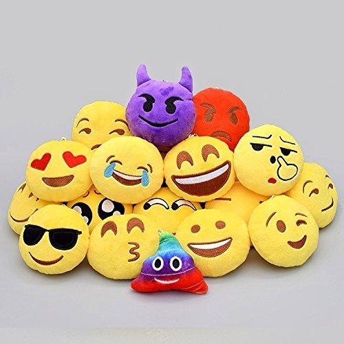 JZK 45pcs Mini Juguete de Peluche, Emoji Llavero emoticonos Llavero emoción para niños & Adulto Fiesta cumpleaños favores Rellenos Bolso Partido Decoraciones para Fiestas ( 5cm / 2 Pulgadas)