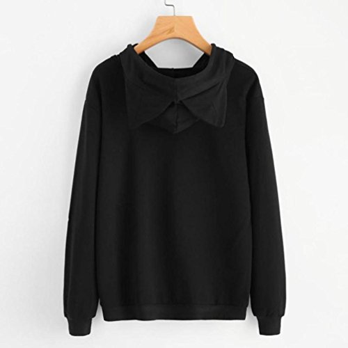 K-youth Sudaderas Mujer Invierno otoño Sudadera Mujer Gato de Manga Larga Sudadera con Capucha Blusa Tops Jersey Ropa de Mujer en Oferta Chaquetas Invierno (Negro, XXL)