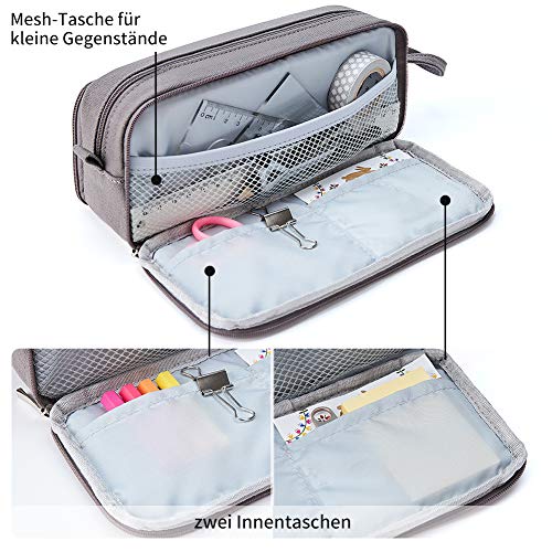 KALIDI - Estuche para lápices con 3 compartimentos de gran capacidad para la escuela y la oficina (Cuadros negros)