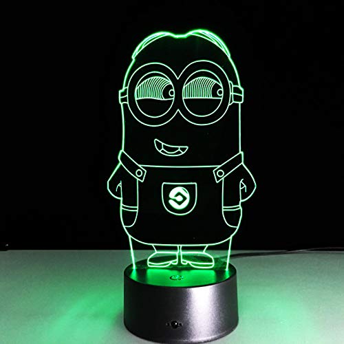 KangYD Luz nocturna 3D Novedad Minions Shape, lámpara de ilusión óptica LED, E - Base para despertador (7 colores), Lámpara de escritorio, Decoración del bar, Regalo de decoración