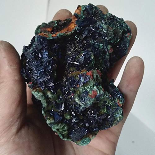 KAPU Natural Stone Azurite and Malachite Symbiotic Mineral Crystal Specimens Stones and Powerful Healing Crystals,A16  426G 88Mm 82Mm