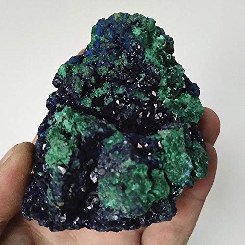 KAPU Natural Stone Azurite and Malachite Symbiotic Mineral Crystal Specimens Stones and Powerful Healing Crystals,A16  426G 88Mm 82Mm