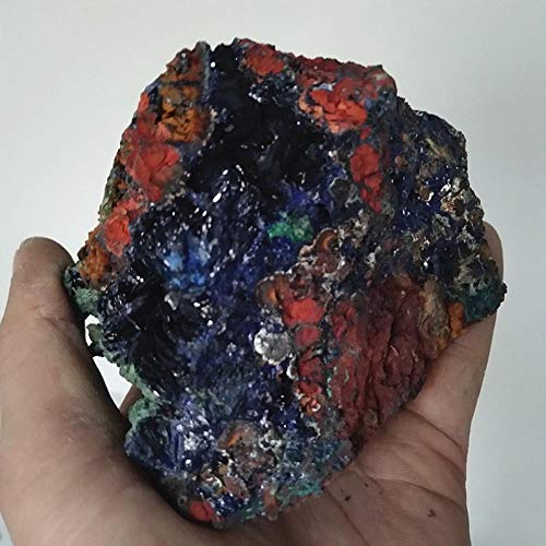 KAPU Natural Stone Azurite and Malachite Symbiotic Mineral Crystal Specimens Stones and Powerful Healing Crystals,A16  426G 88Mm 82Mm