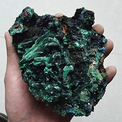 KAPU Natural Stone Azurite and Malachite Symbiotic Mineral Crystal Specimens Stones and Powerful Healing Crystals,A16  426G 88Mm 82Mm